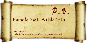 Porpáczi Valéria névjegykártya